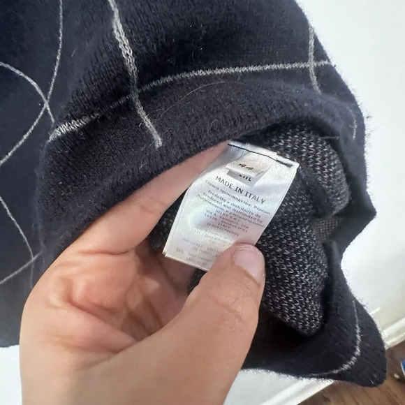 ROSSO35 Knit Virgin Wool & Cashmere 3/4 Sleeve Boxy Sweater Womens Size 44/ L - Picture 6 of 10